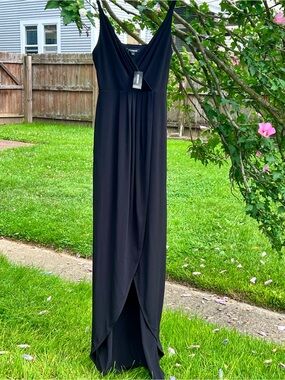 NWT Express Sundress Formal Tulip Hem Surplice Faux Wrap Dress LBD Maxi XS Lined